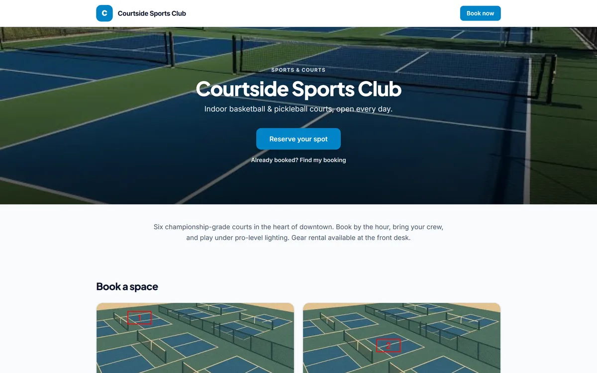 NextReserve branded booking page
